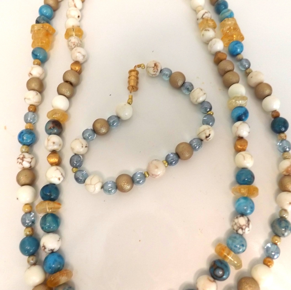 20" Double Strand Gemstone Necklace and 7" Bracelet